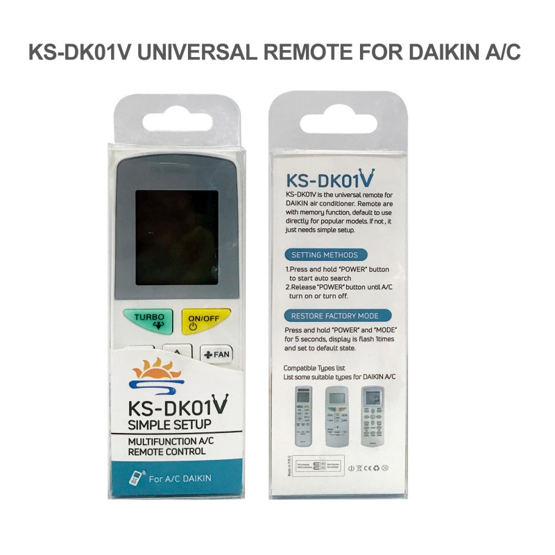 DIS UNIVERSAL KLIMA KS-DK01V Универсално дистанционно за климатик DAIKIN KS-DK01V