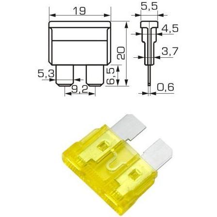 PRE AUTO 20X20 20A Предпазител за автомобил 20A 20x20mm.