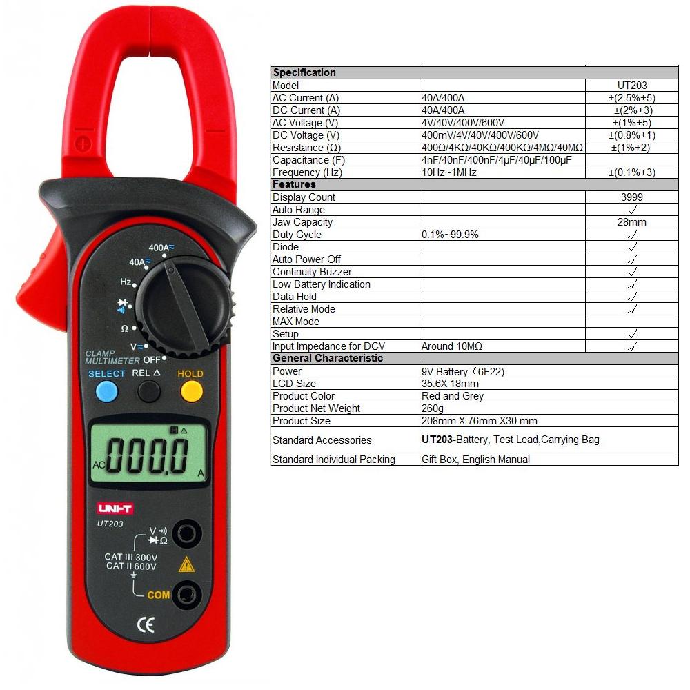 MUL UT203 UNI-T Измервателен уред амперклещи UT203 UNI-T