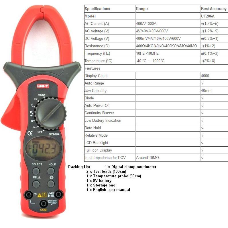 MUL UT206A UNI-T Мултицет амперклещи UT206A UNI-T