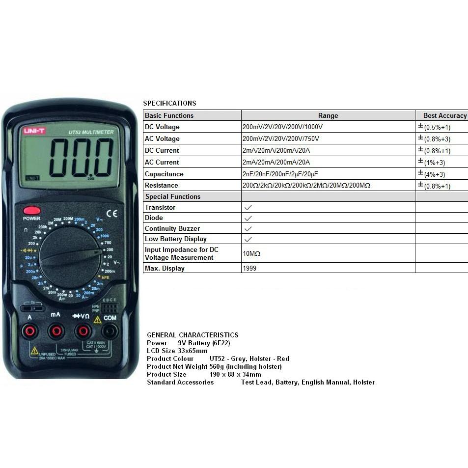 MUL UT52 UNI-T Мултицет измервателен уред UT52 UNI-T