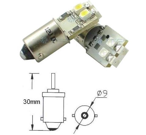 SVE BA9S 6XSMD3528 WHITE Светодиодна крушка авто BA9S 6X3528 бял