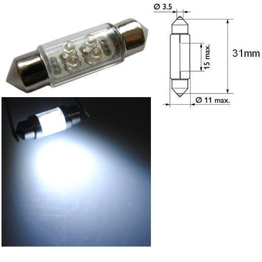 SVE C5W 31MM 4LED WHITE Светодиодна крушка авто C5W 31mm. 4LED бял