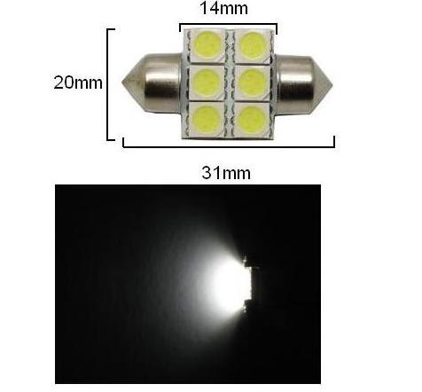 SVE C5W 31MM 6XSMD5050 WHITE Светодиодна крушка авто C5W 31mm. 6X5050 бял