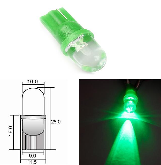 SVE T10 W5W GREEN Светодиодна крушка авто T10 W5W зелен