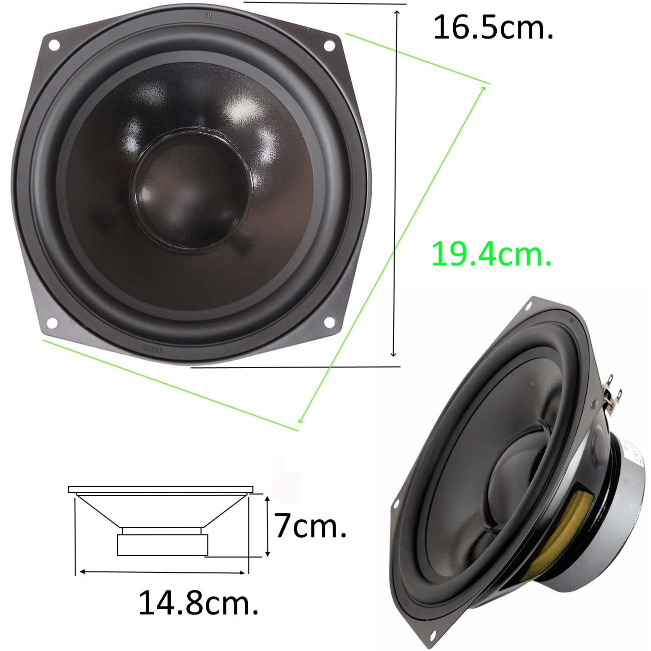 GOV 165MM 4OHM SQUARE Нискочестотен басов говорител 6.5