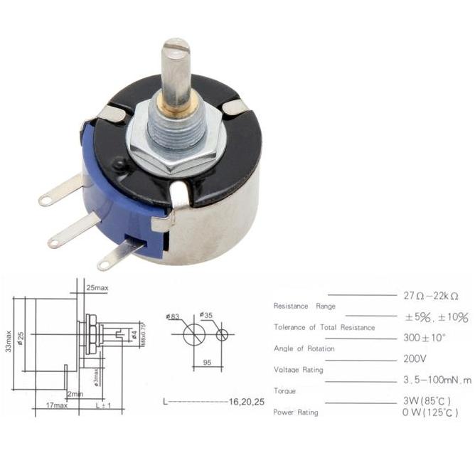 POT 470 OHM 3W LINEAR Потенциометър 470Ohm. 3W линеен