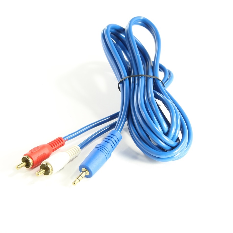 KAB 3.5-2RCA 5M BLUE Кабел жак 3.5/2RCA 5m. BLUE