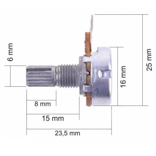 POT 2K B LINEAR 15MM Потенциометър 2K линеен 15mm.