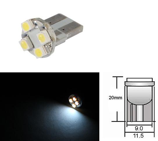 SVE T10 W5W 4X3528 WHITE OPEN Светодиодна крушка авто T10 W5W 4X3528 бял отворен