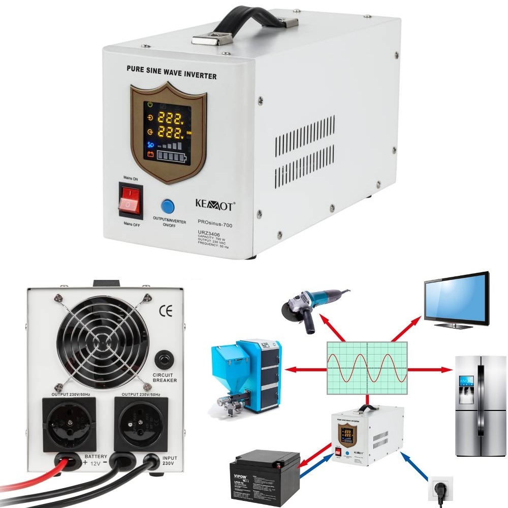 ZAH PROSINUS 700 Резервно захранване за отоплителни и други системи с чиста синусоида 12/220V 700W KEMOT PROSINUS 700