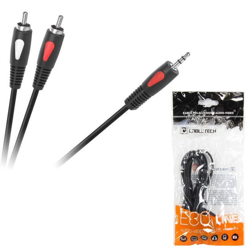 KAB 3.5-2RCA 3M ECOLINE Кабел жак 3.5-2RCA 3m ECOLINE