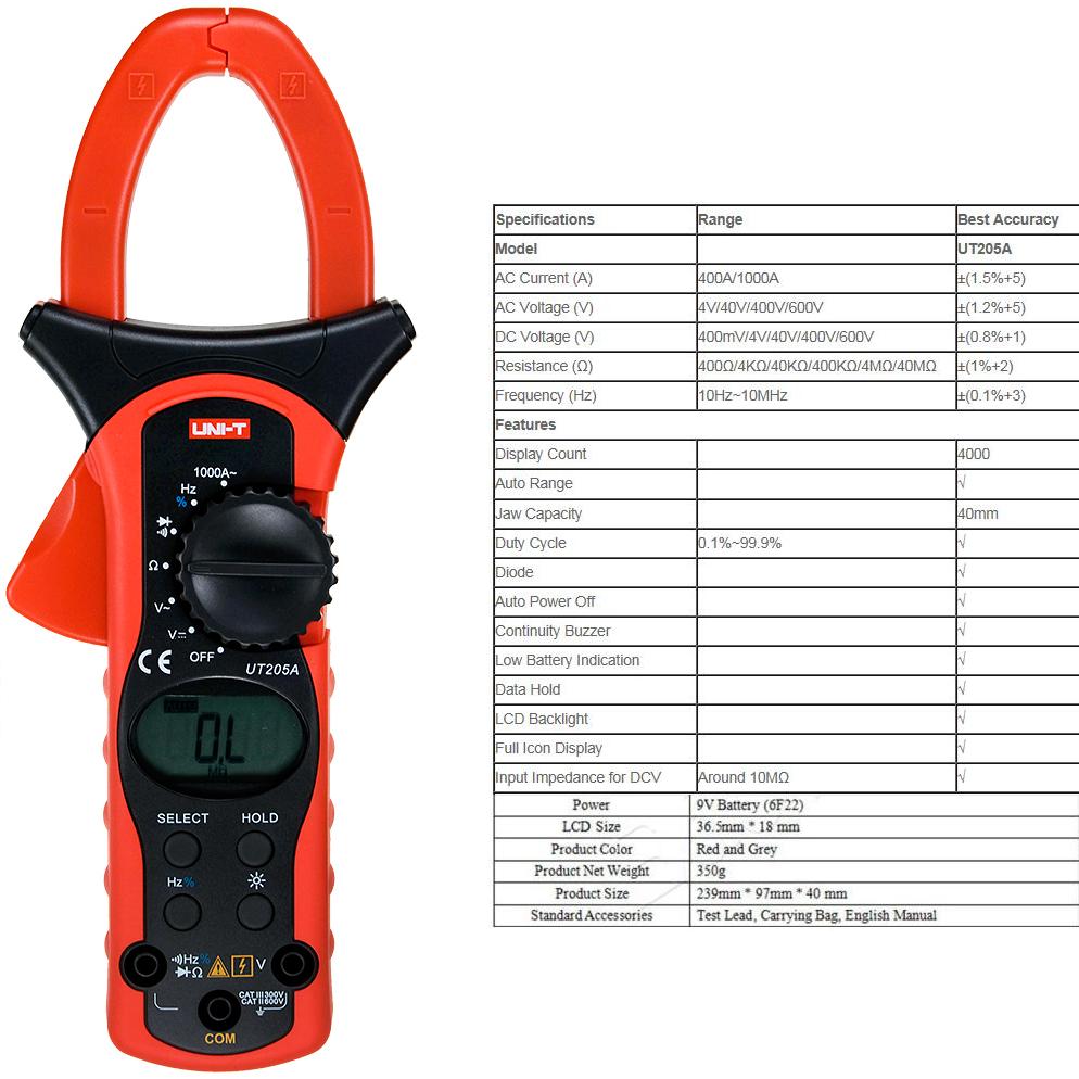 MUL UT205A UNI-T Мултицет амперклещи UT205A UNI-T