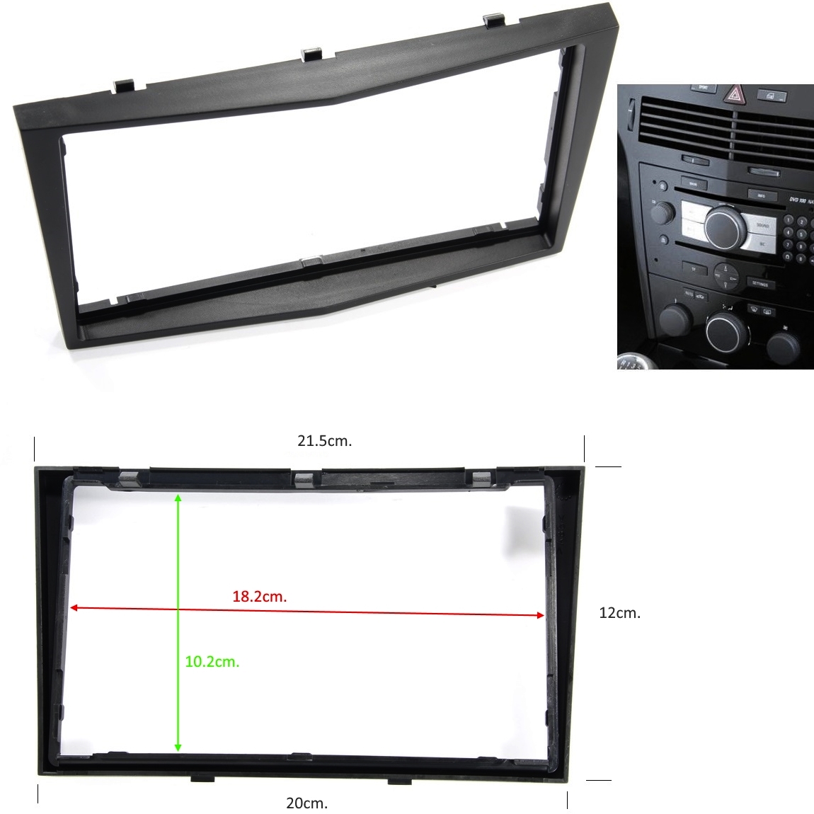 RAM OPEL ASTRA H 2004- 2DIN BLACK Рамка за автомобилно радио мултимедия OPEL ASTRA H 2004-2DIN VIVARO ZAFIRA ЧЕРНА