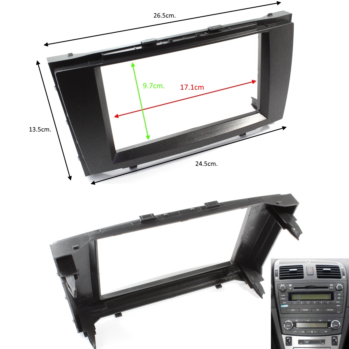 Рамка за автомобилно радио TOYOTA AVENSIS 2009- 2 DIN черна
