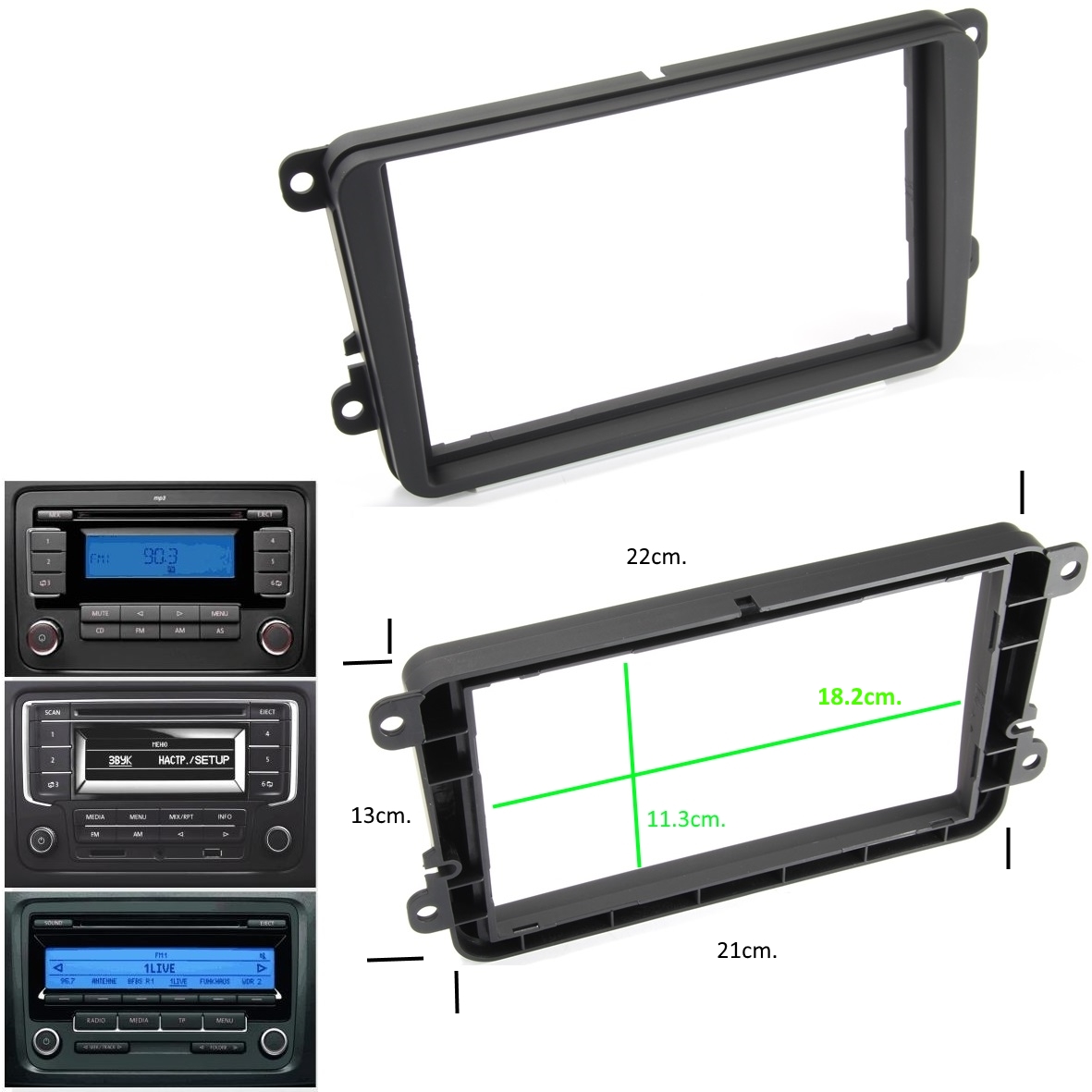 Рамка за автомобилно радио VW GOLF V 2003- 2DIN TOURAN TIGUAN PASSAT CC SKODA SEAT