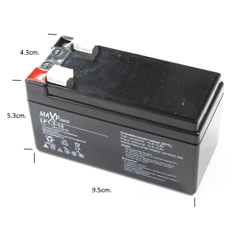 AKU 12V 1.3AH MAX POWER Акумулатор 12V 1.3Ah MAX POWER