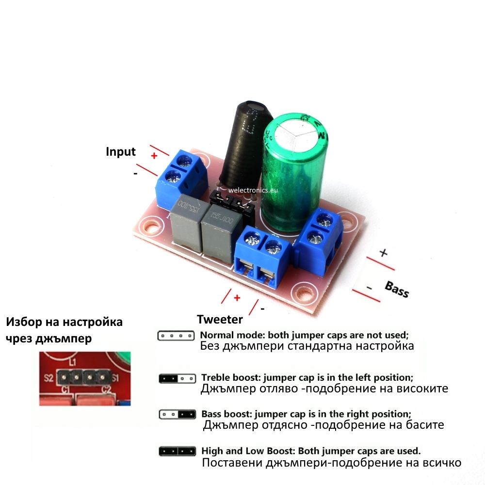 FIL 2WAY 5-8OHM 120W Двулентов филтър за тонколона 5-8ohm. 120W