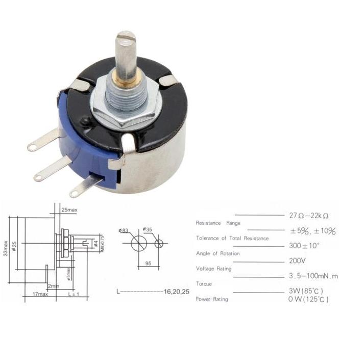 POT 4K7 OHM 3W LINEAR Потенциометър 4K7Ohm. 3W линеен