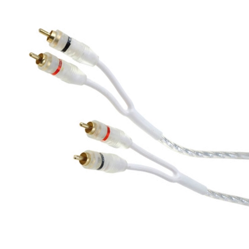 KAB 2RCA 5M WHITE Кабел чинч 2 RCA/2 RCA 5m. за автомобилен усилвател