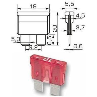 PRE AUTO 20X20 10A Предпазител за автомобил 10A 20x20mm.