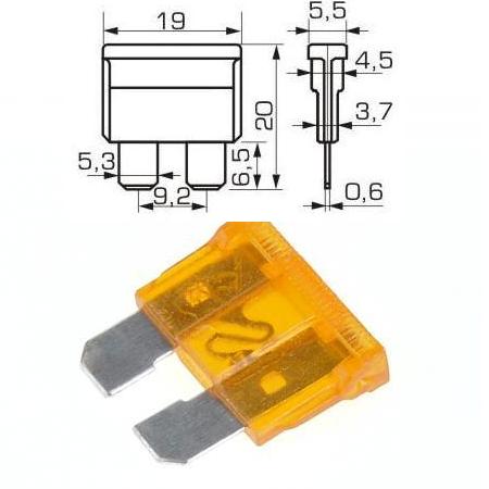 PRE AUTO 20X20 5A Предпазител за автомобил 5A 20x20mm.