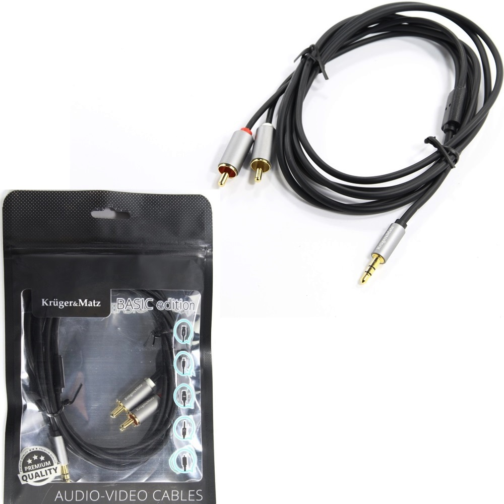 Кабел жак 3.5/2RCA 1.8m. KRUGER&MATZ BASIC