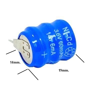 Акумулаторна батерия за памет 3.6V 60mah. PKCELL