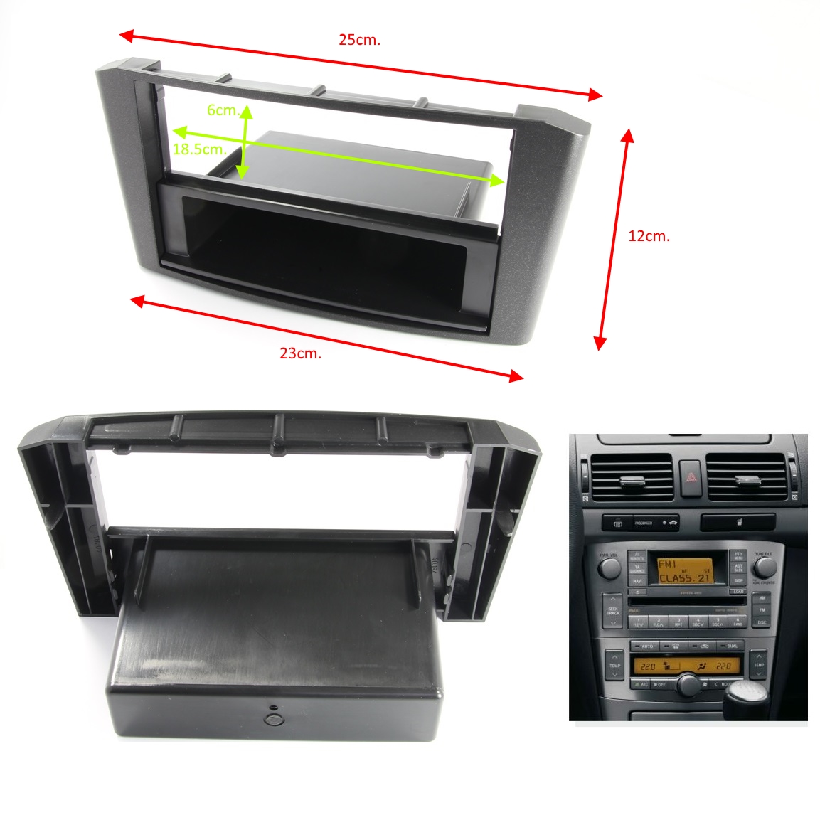 Рамка за авто радио 1DIN и медия 2 DIN TOYOTA AVENSIS T25
