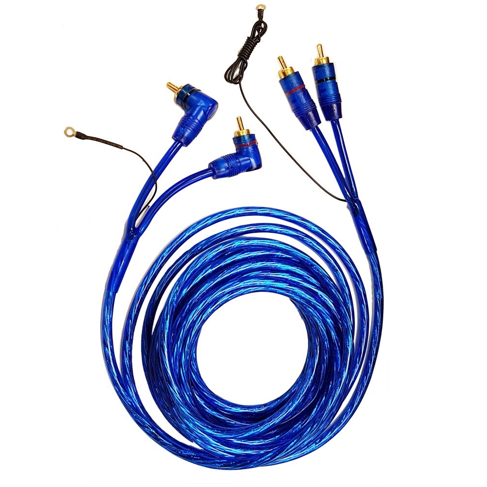 Кабел за авто усилвател чинч/RCA+управление,5m. BLUE