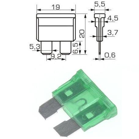 Предпазител за автомобил 30A 20x20mm.