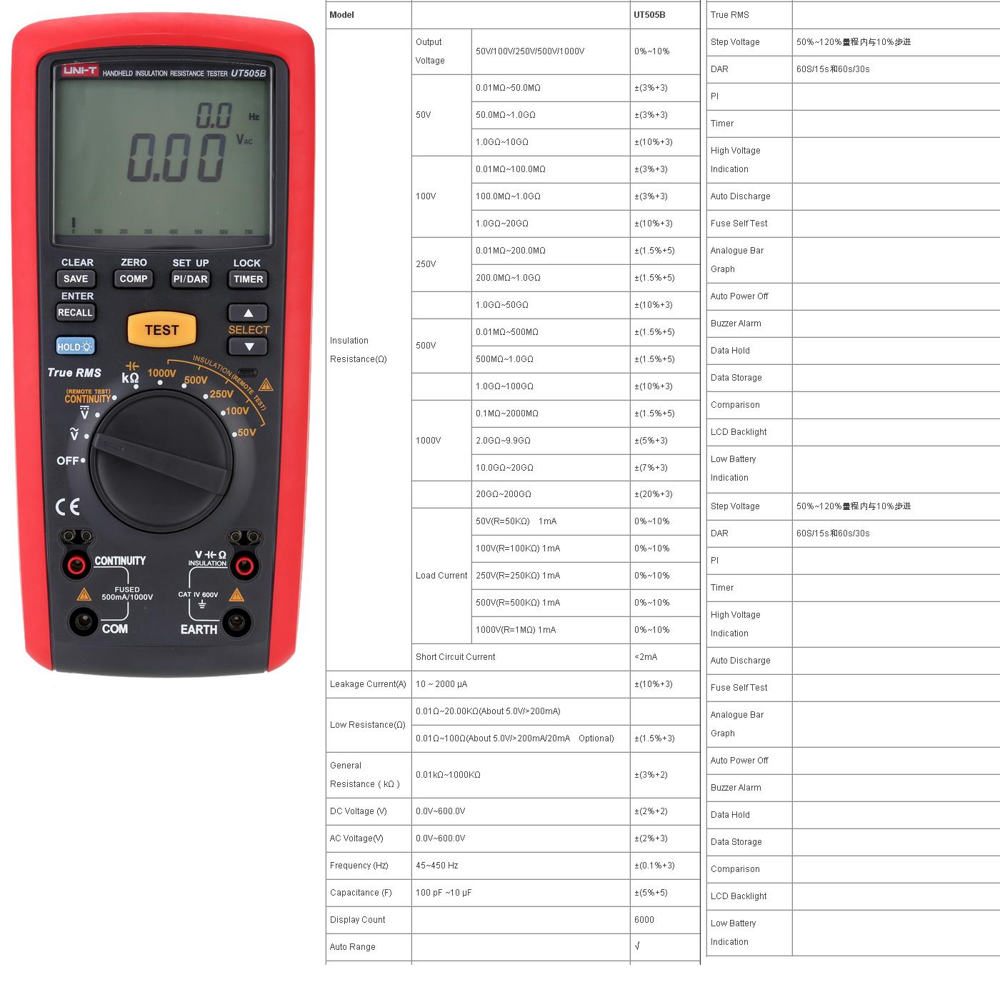 Мултицет тестер на съпротивление UT505B UNI-T
