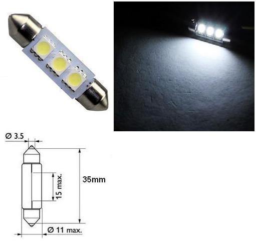 Светодиодна крушка авто C5W 36mm. 3X5050 бял