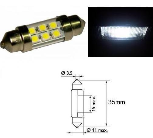 Светодиодна крушка авто C5W 41mm.6x3528 бял цвят