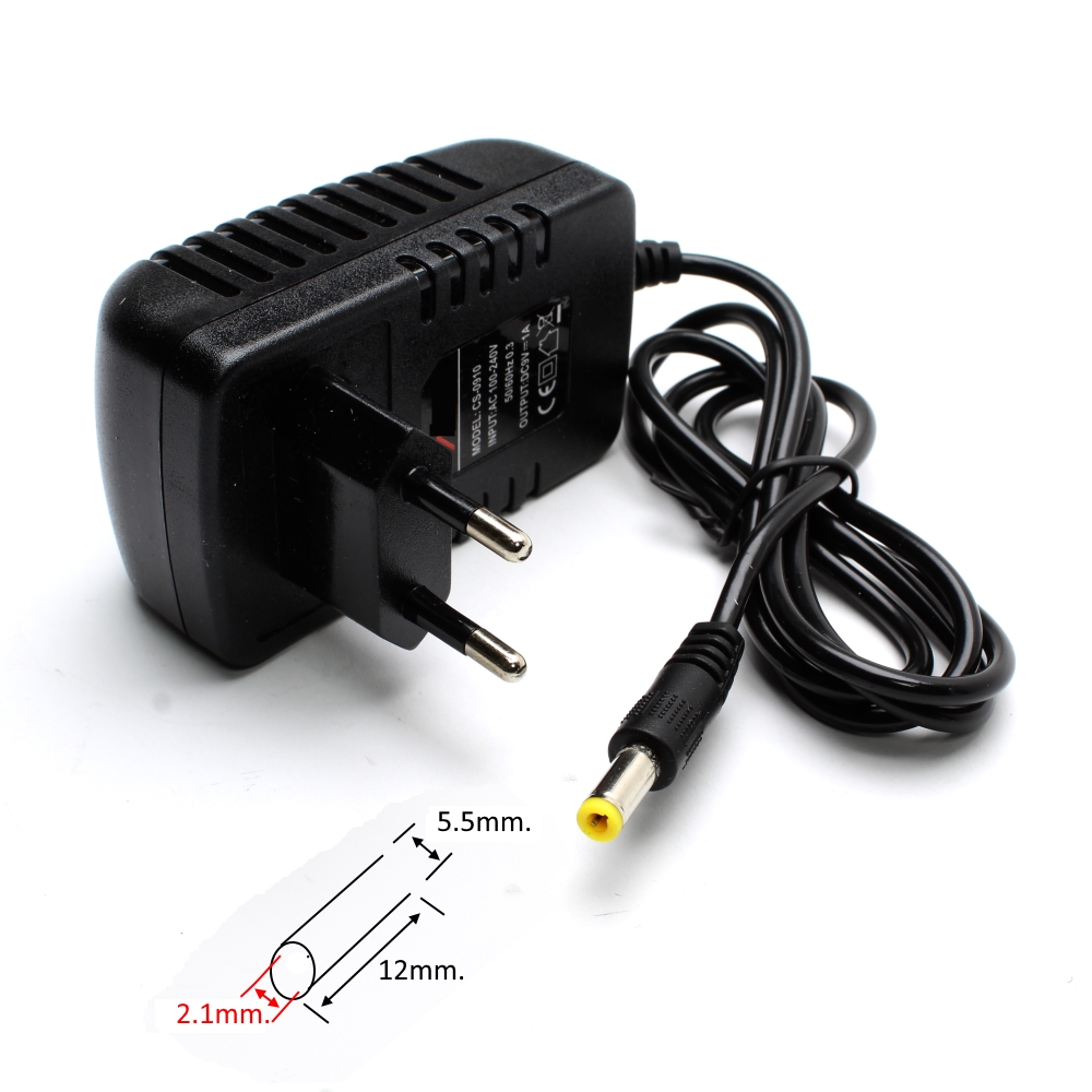 Захранване адаптер 9V 1A HQ 5.5x2.1mm.