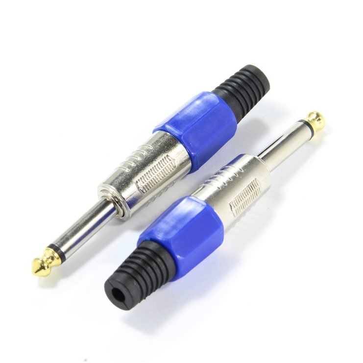 Жак букса за микрофон 6.3mm. моно профи син