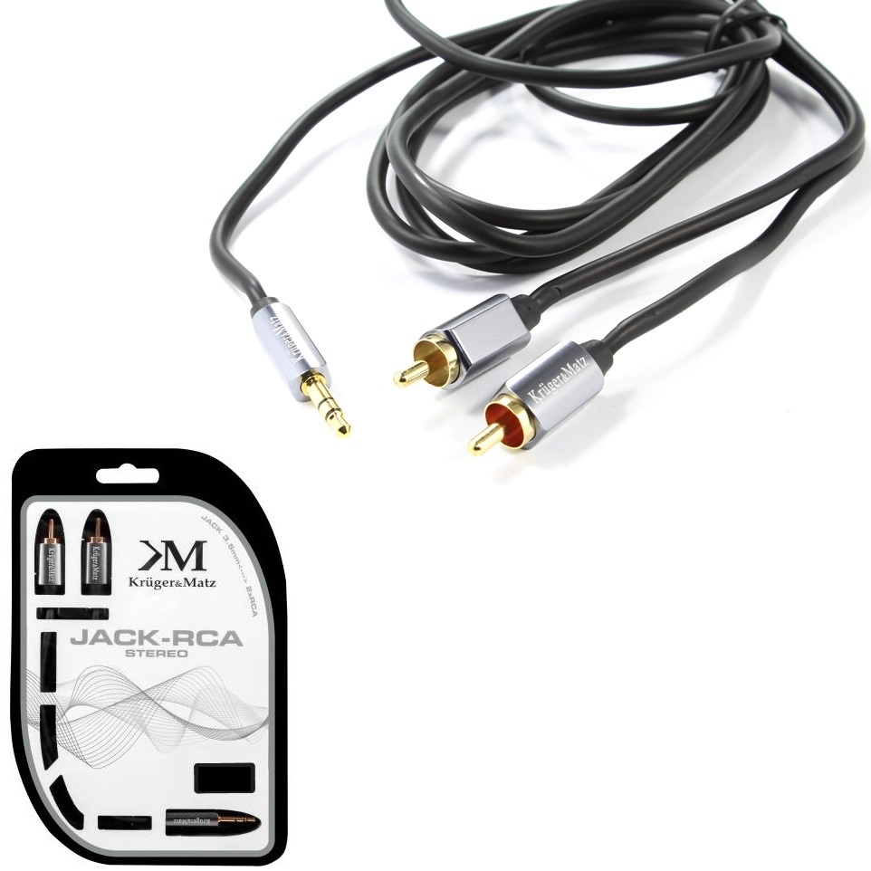 Кабел жак 3.5/2RCA 3m. KRUGER&MATZ